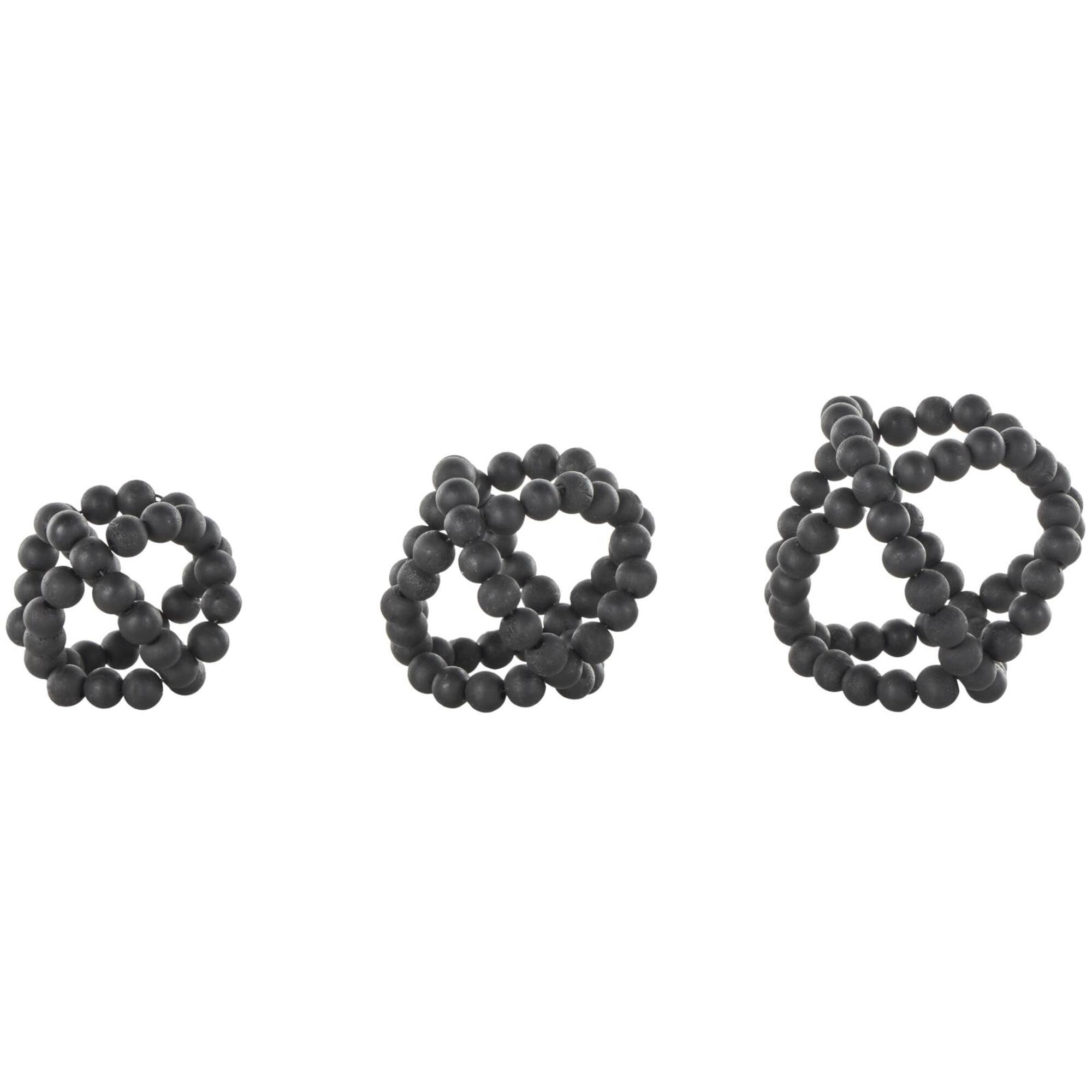 Black Wood Beaded Orbs Set